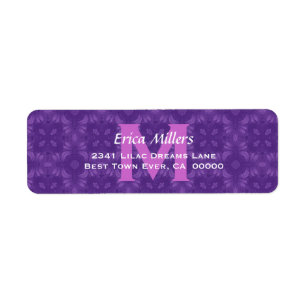 Paarse Bruiloft Monogram Adreslabel V10 Etiket