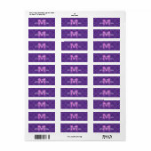 Paarse Bruiloft Monogram Adreslabel V10 Etiket (Full Sheet)