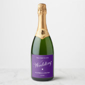 Paarse bruiloft mousserende wijn label sparkling wijnetiket (Voorkant)