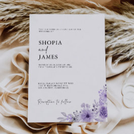 Paarse bruiloft nodigt uit tot Sjabloon Kaart