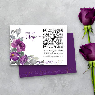 Paarse bruiloft — Online RSVP QR-code Informatiekaartje