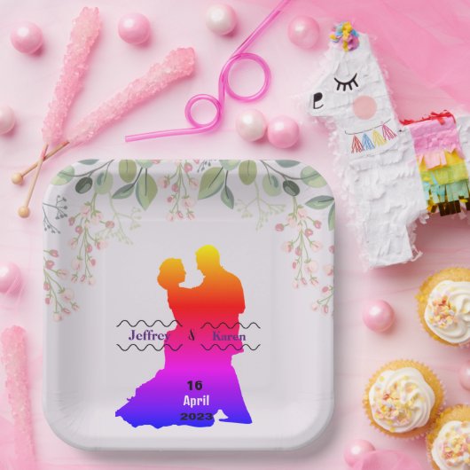 Paarse bruiloft papieren bordje (Feest)