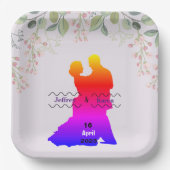 Paarse bruiloft papieren bordje (Voorkant)