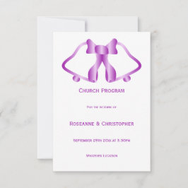 Paarse bruiloft programma bellen en lint