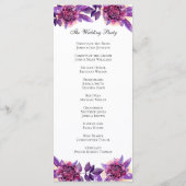 Paarse bruiloft programma. Waterverf bloemceremoni Programmakaart (Achterkant)
