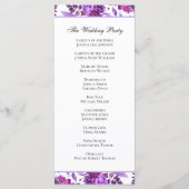 Paarse bruiloft programma. Waterverf bloemenceremo Programmakaart (Achterkant)