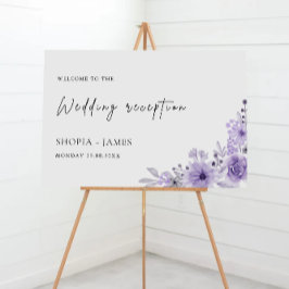 Paarse bruiloft receptie welkomstbord poster