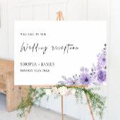 Paarse bruiloft receptie welkomstbord poster