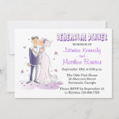 Paarse bruiloft repetitie diner bruid en bruidegom kaart (Voorkant)