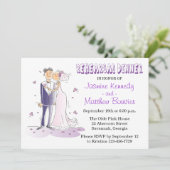 Paarse bruiloft repetitie diner bruid en bruidegom kaart (Staand voorkant)