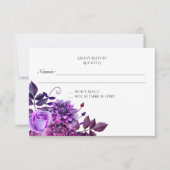 Paarse bruiloft rsvp Bloemen antwoord Bloemen reac (Voorkant)
