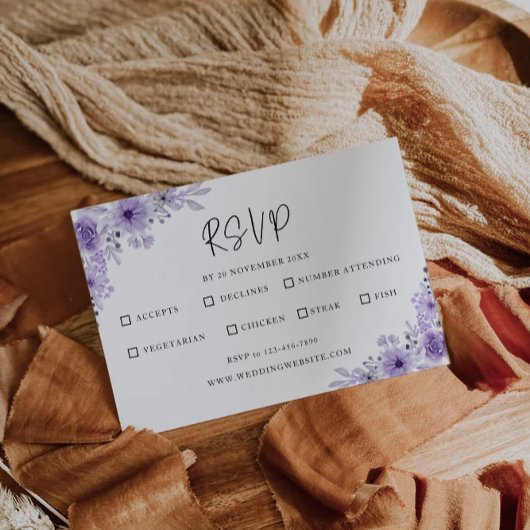 Paarse bruiloft RSVP Kaart Sjabloon