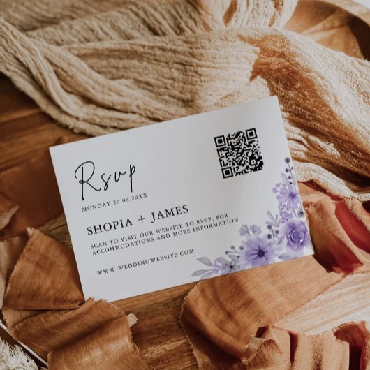 Paarse bruiloft RSVP Kaart Sjabloon