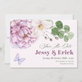 Paarse bruiloft save the date (Voorkant)