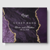 Paarse bruiloft Scrip Agaat Luxe Violet Gastenboek (Voorkant)