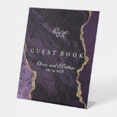Paarse bruiloft Scrip Agaat Luxe Violet Reclamebord Met Voetstuk (Voorkant)