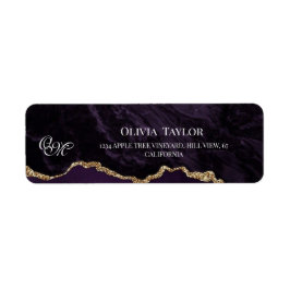 Paarse bruiloft Scrip Agaat violet en goud Etiket