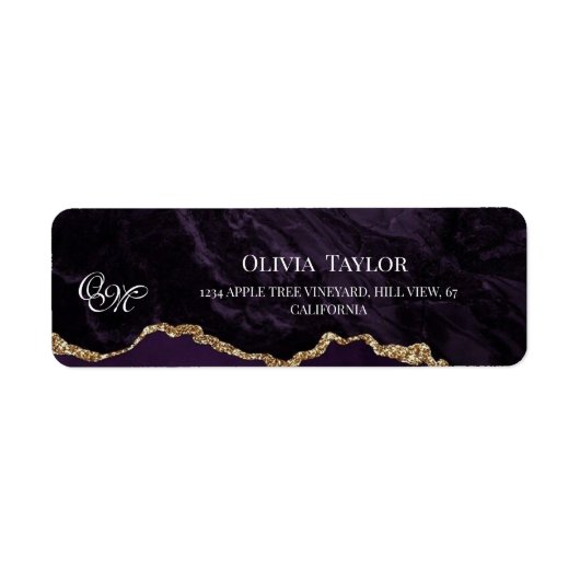 Paarse bruiloft Scrip Agaat violet en goud Etiket (Voorkant)