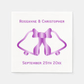 Paarse bruiloft servetten klokken en lint (Voorkant)