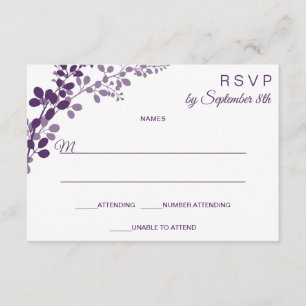 Paarse bruiloft Small RSVP / Reply Briefkaart   Wi