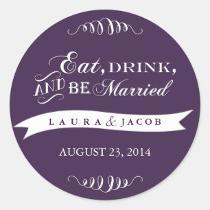 Paarse bruiloft Sticker   Eten, Drinken en trouwen