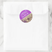 paarse bruiloft sticker met palm zeeschelp monogra (Tas)