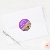 paarse bruiloft sticker met palm zeeschelp monogra (Envelop)