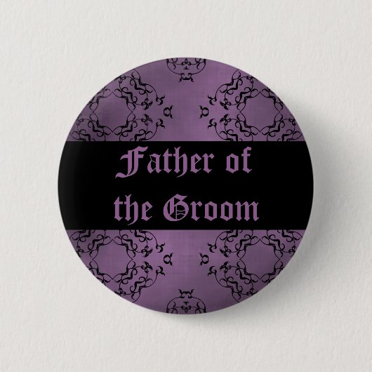 Paarse bruiloft Vader van de bruidegom Ronde Button 5,7 Cm (Voorkant)