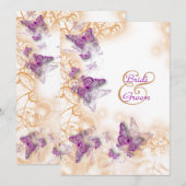 Paarse bruiloft verloving kaart (Voorkant / Achterkant)