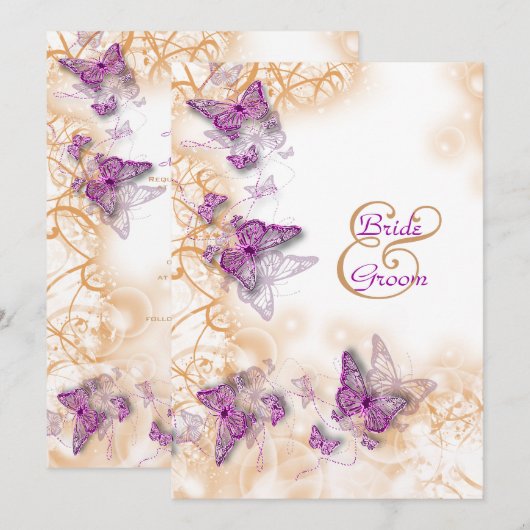 Paarse bruiloft verloving kaart (Voorkant / Achterkant)