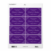 Paarse bruiloft voor etiketten op waterflessen (Full Sheet)