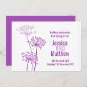Paarse bruiloft voor kerkboten kaart (Voorkant / Achterkant)