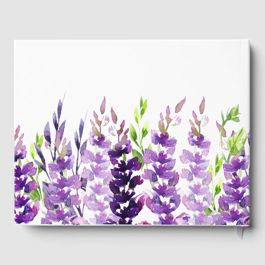 Paarse Bruiloft Waterverf Lavendel Gastenboek (Achterkant)