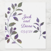 Paarse bruiloft Waterverf stam wijnfles label Wijn Etiket (Enkel label)