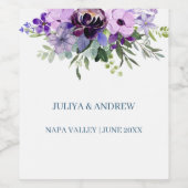 Paarse bruiloft wijn etiket (Enkel label)