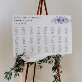 Paarse bruiloft zitplaatskaart Sjabloon Poster