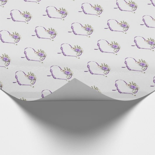 paarse bruiloftlinthart cadeaupapier (Hoek)