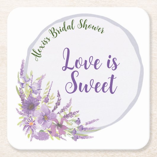 Paarse bruiloftsfeest Papieren Onderzetter (Voorkant)