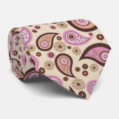 Paarse bruine beige elegante  paisley stropdas (Opgerold)