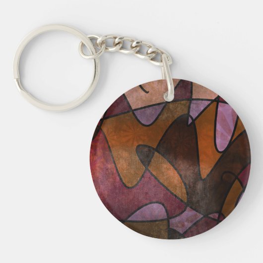 Paarse, bruine, bordeauxrode abstracte acrylen sle sleutelhanger (Voorkant)