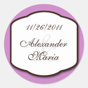 Paarse bruine en witte enveloppen ronde sticker