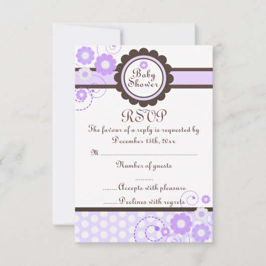 Paarse & Bruine Floral Design Baby shower RSVP (Voorkant)
