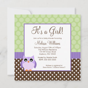 Paarse bruine groene oliepalk pols dot Baby shower Kaart