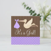 Paarse bruine Stippen Meisje Baby shower Kaart (Staand voorkant)