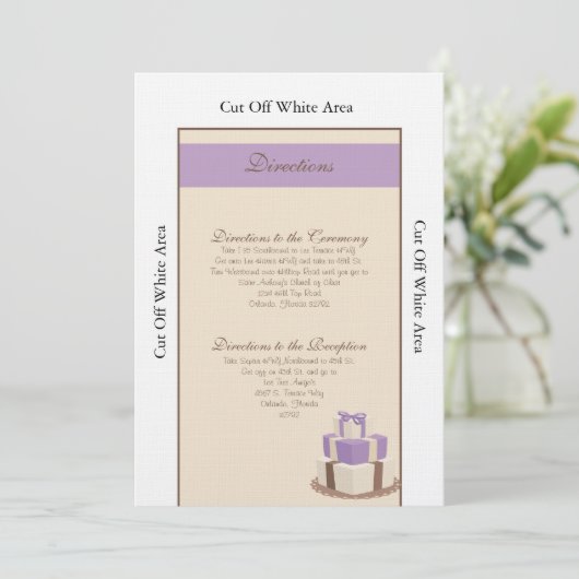 Paarse/Bruine Trouwtaart Routebeschrijving Kaart (Staand voorkant)