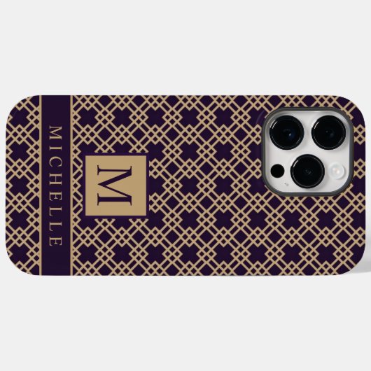 Paarse Bruine Vierkante Geometrische Doos Case-Mate iPhone Case (Achterkant (horizontaal))