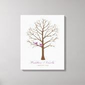 Paarse bruine vogeltjes Vingerprint Tree Weddensch Canvas Afdruk (Voorkant)