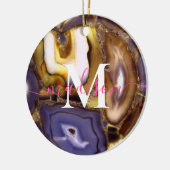 Paarse Bruine Witte Agaat stenen patroonmonogram Keramisch Ornament (Links)