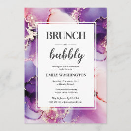 Paarse brunch & bubbelige bruidsdouche uitnodiging
