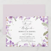 Paarse Brunch Met Pasgetrouwde Huwelijksuitnodigin Kaart (Voorkant / Achterkant)